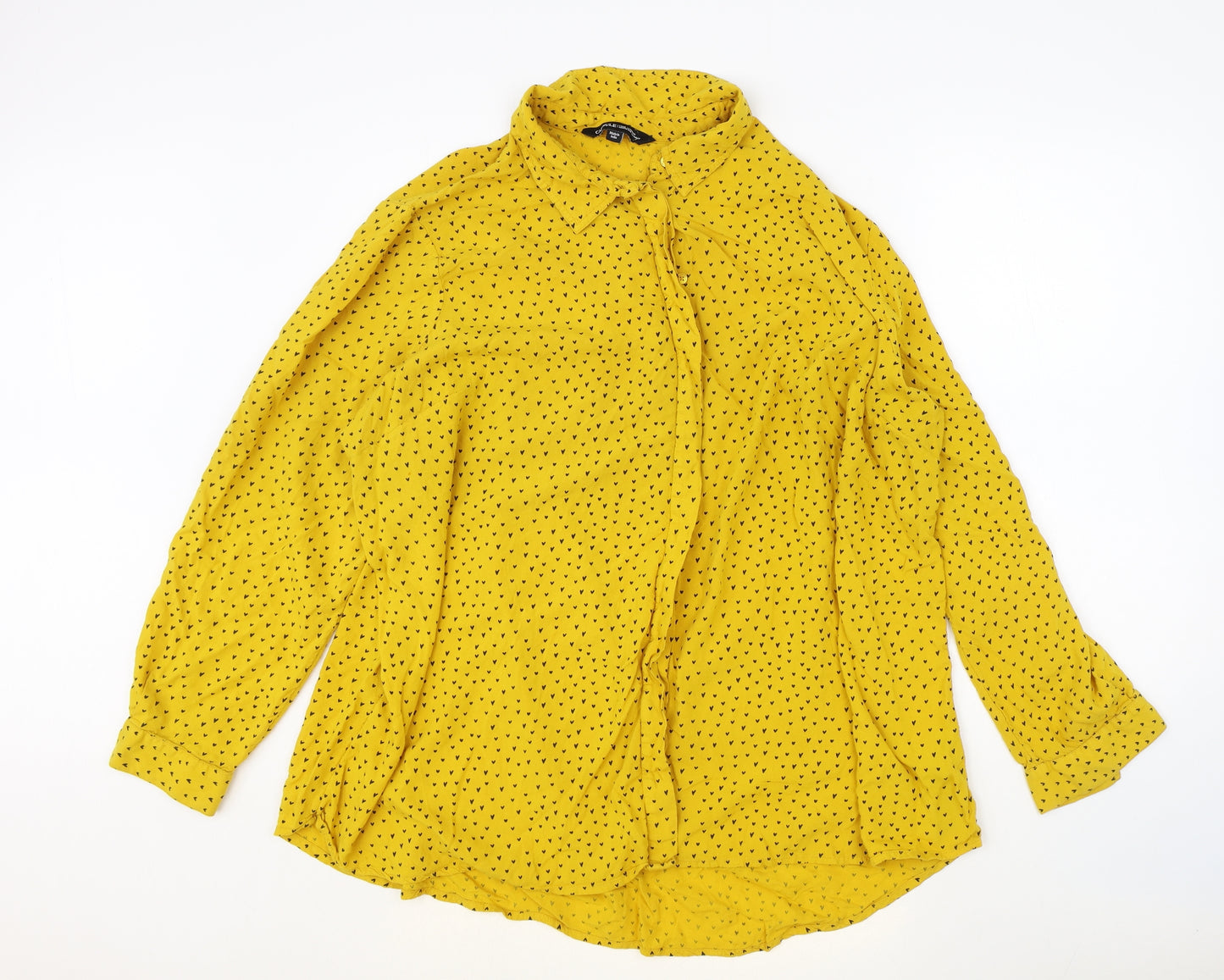 Capsule Womens Yellow Geometric Viscose Basic Blouse Size 28 Collared - Heart Pattern