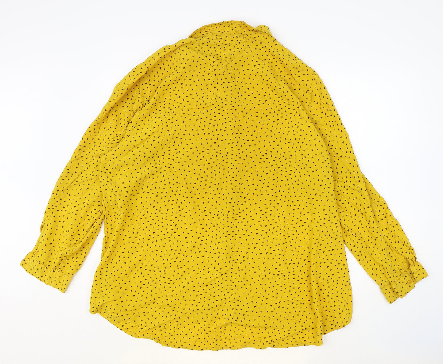 Capsule Womens Yellow Geometric Viscose Basic Blouse Size 28 Collared - Heart Pattern