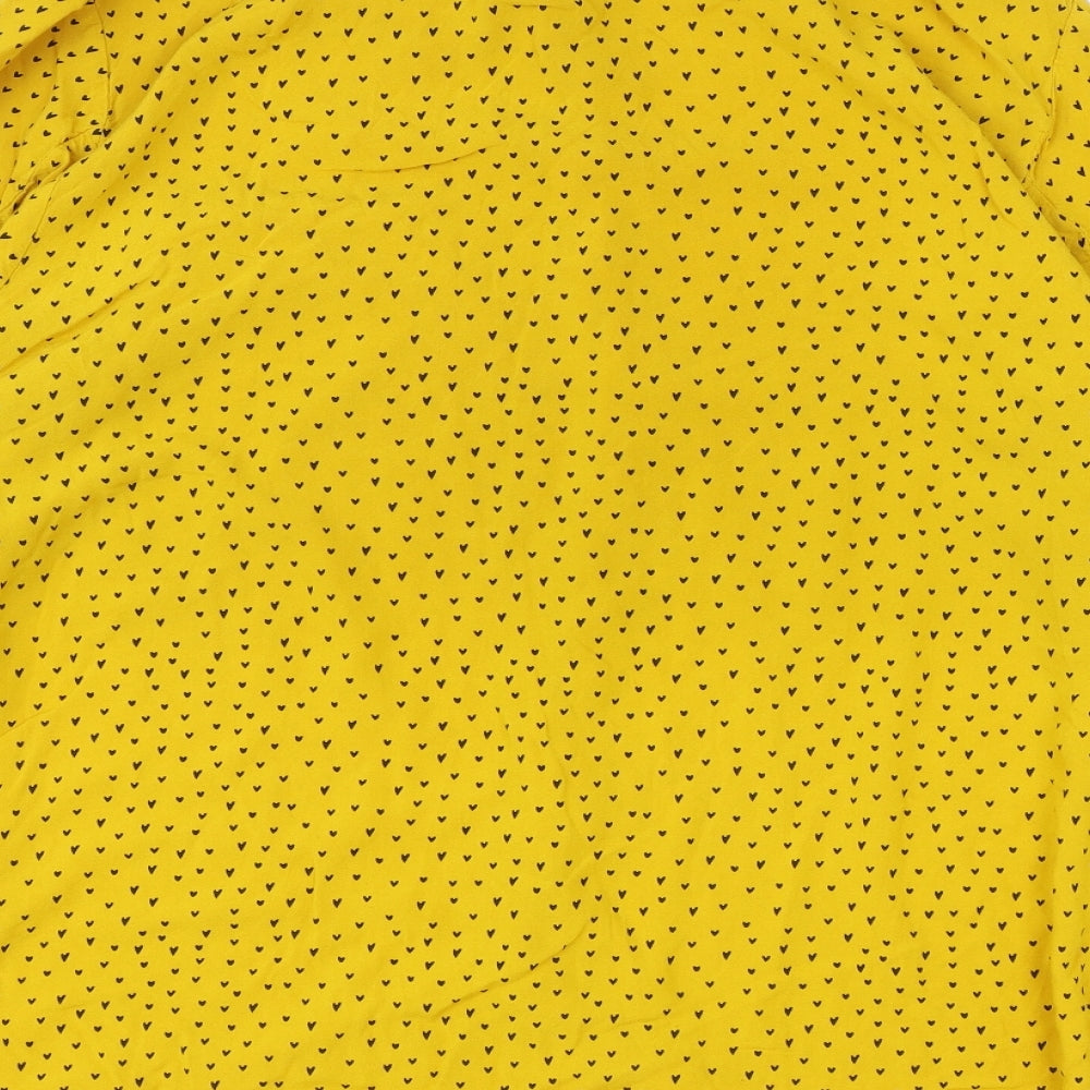 Capsule Womens Yellow Geometric Viscose Basic Blouse Size 28 Collared - Heart Pattern