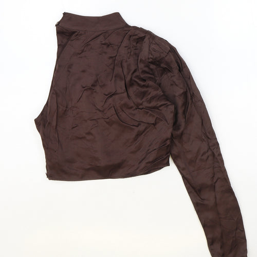 Zara Womens Brown Viscose Cropped Blouse Size S One Shoulder
