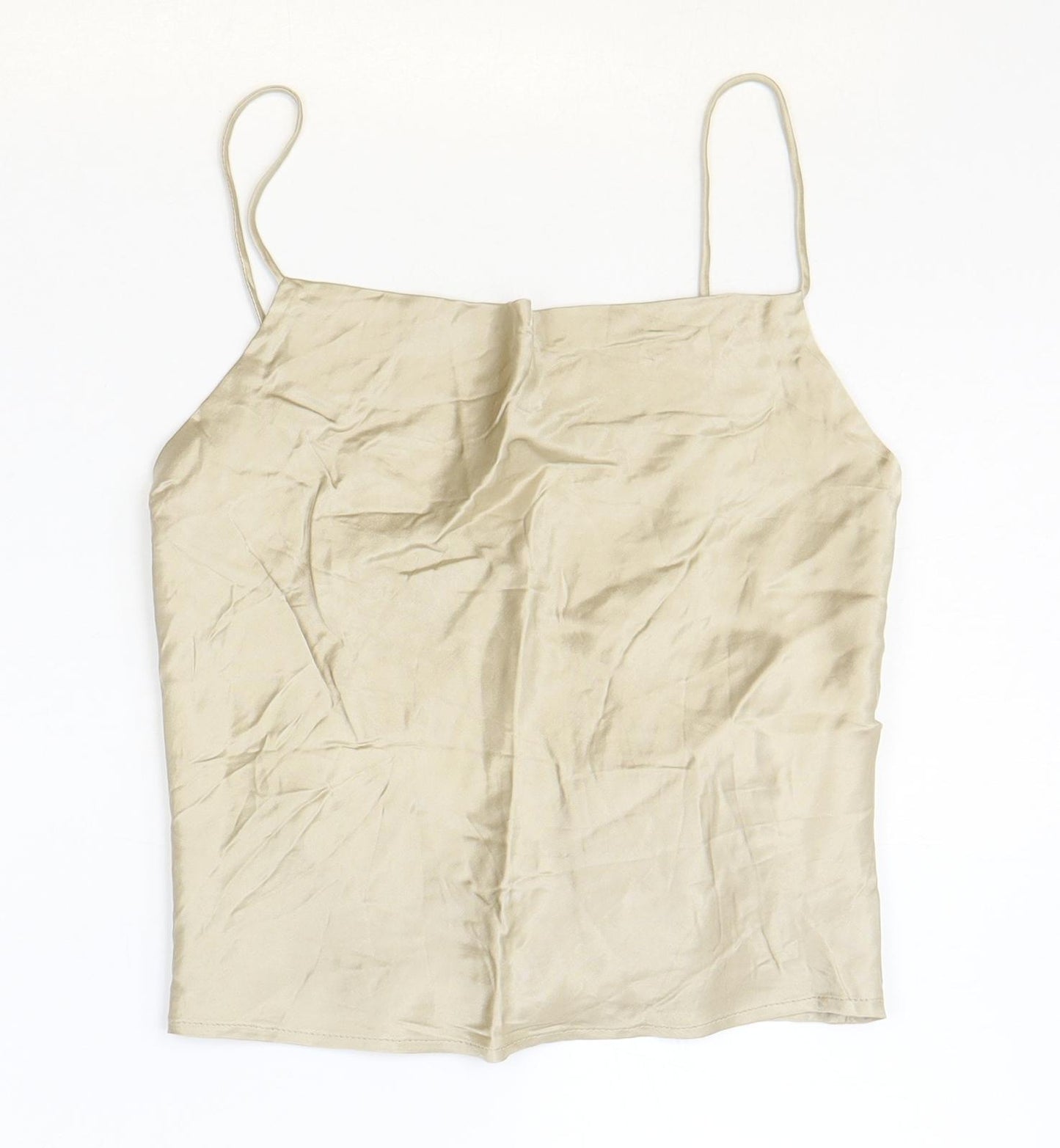 Zara Womens Beige Viscose Cropped Tank Size S Square Neck
