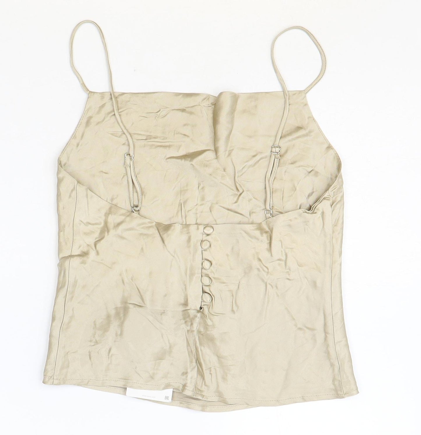Zara Womens Beige Viscose Cropped Tank Size S Square Neck
