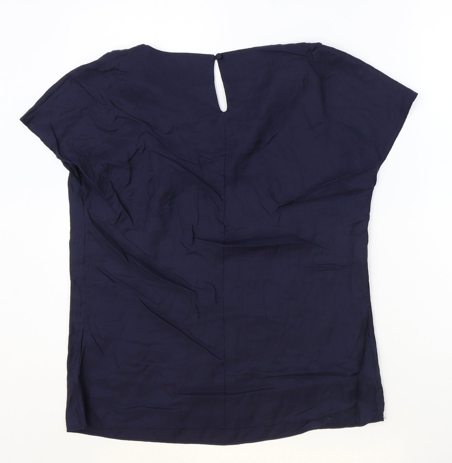 Boden Womens Blue Viscose Basic T-Shirt Size 12 Scoop Neck