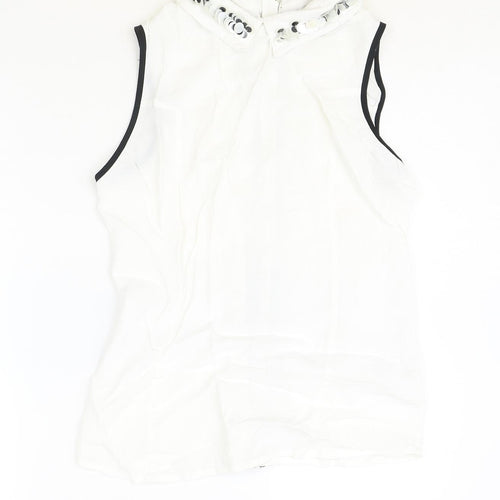 Marks and Spencer Womens Ivory Viscose Basic Tank Size 10 Collared