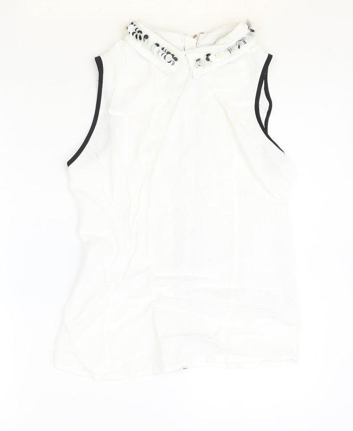 Marks and Spencer Womens Ivory Viscose Basic Tank Size 10 Collared