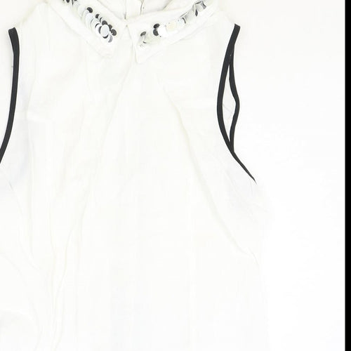 Marks and Spencer Womens Ivory Viscose Basic Tank Size 10 Collared