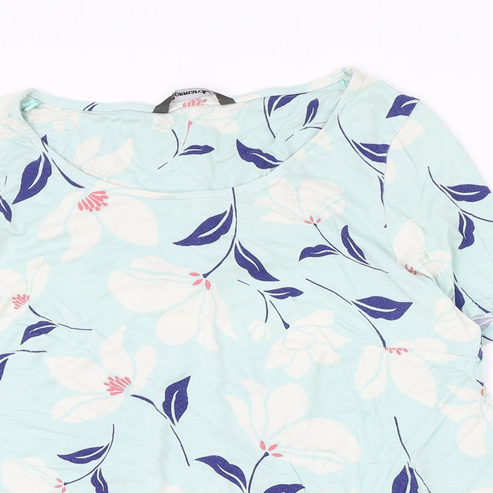 Bonmarché Womens Black Floral Polyester Basic T-Shirt Size 16 Boat Neck