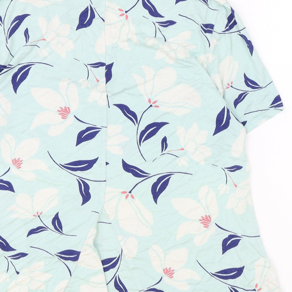 Bonmarché Womens Black Floral Polyester Basic T-Shirt Size 16 Boat Neck