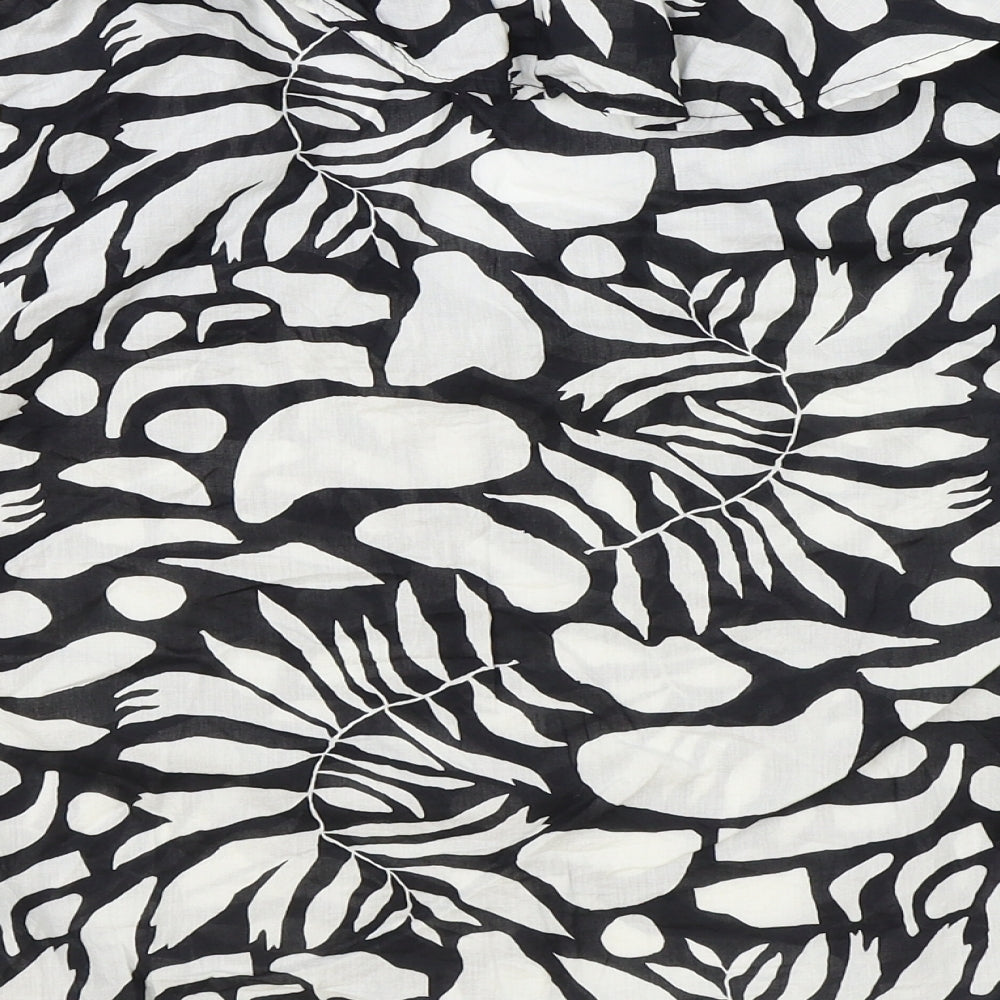 Primark Womens Black Geometric 100% Cotton Basic Blouse Size 16 V-Neck