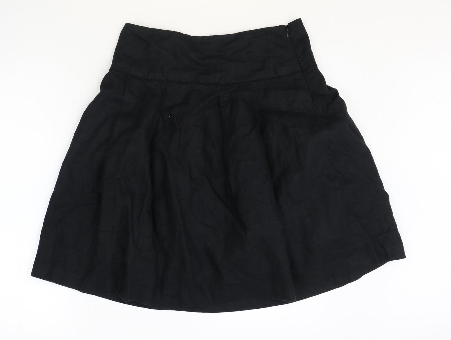 Gap Womens Black Linen Swing Skirt Size 10 Zip