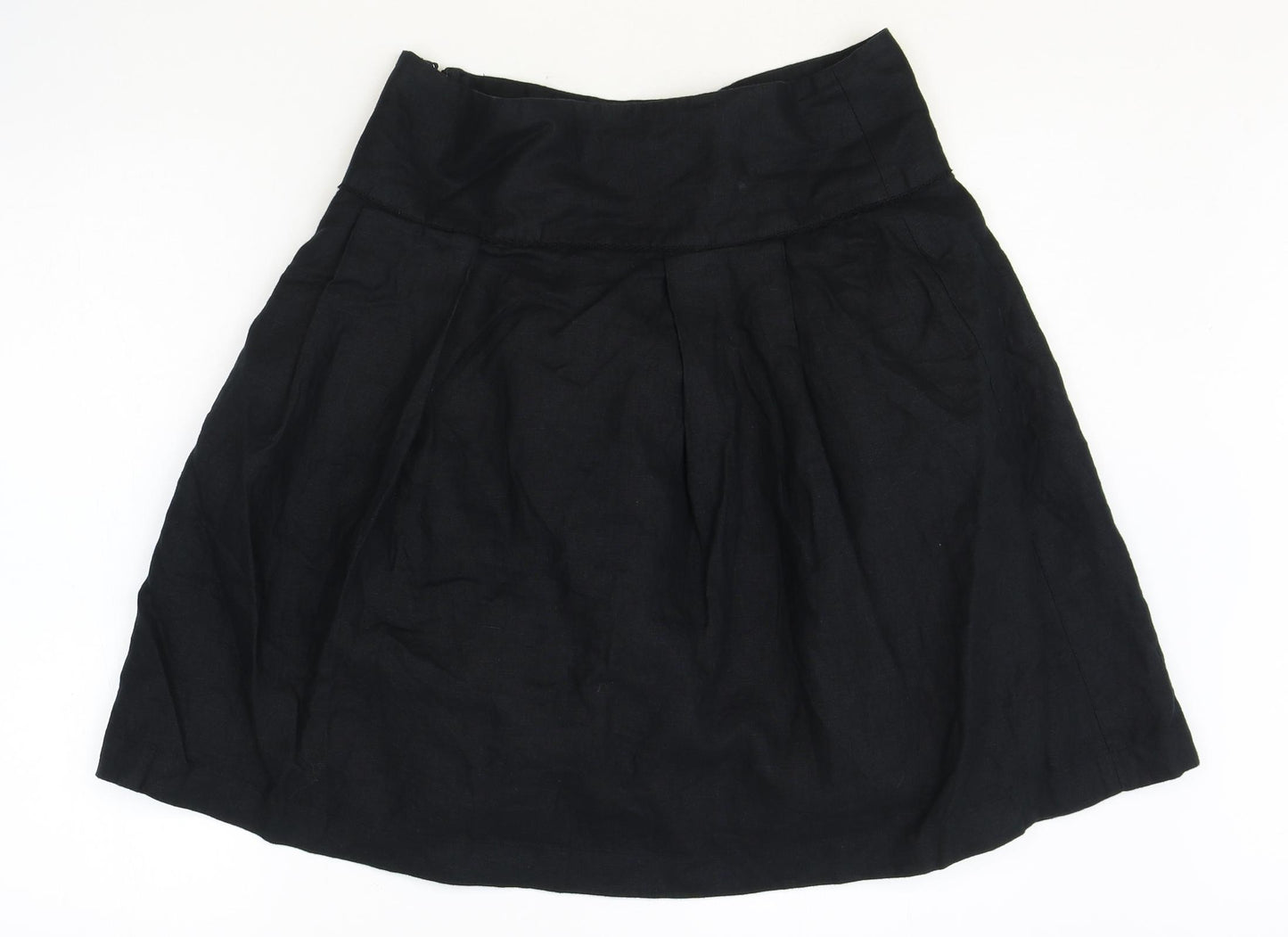 Gap Womens Black Linen Swing Skirt Size 10 Zip
