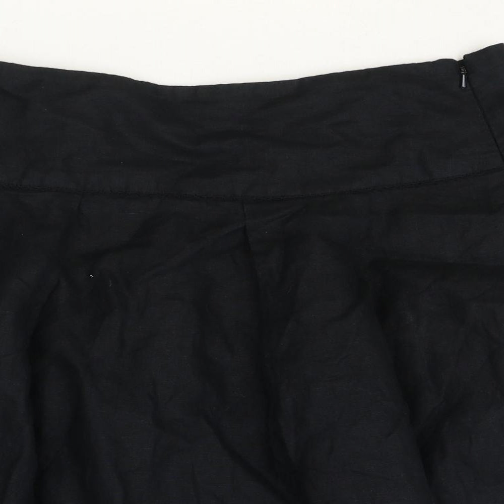 Gap Womens Black Linen Swing Skirt Size 10 Zip