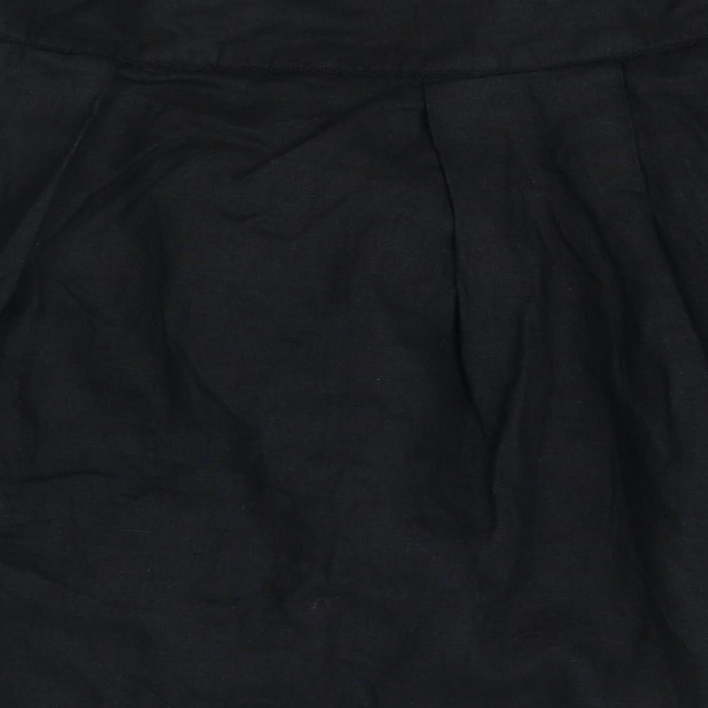 Gap Womens Black Linen Swing Skirt Size 10 Zip