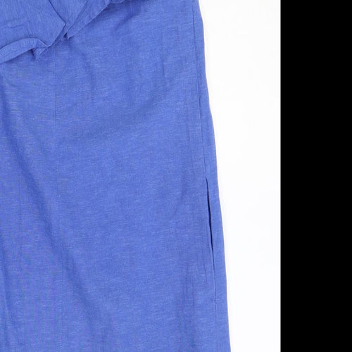 Warehouse Womens Blue Cotton Tank Dress Size 10 One Shoulder Zip