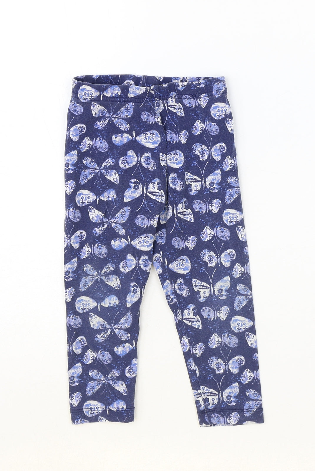 George Girls Blue Geometric Cotton Jogger Trousers Size 2-3 Years Regular Pullover - Leggings