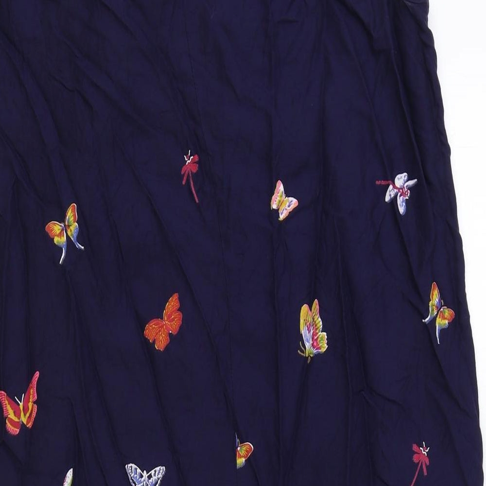 Yours Womens Blue Floral Viscose A-Line Size 20 Round Neck Pullover - Butterfly Pattern