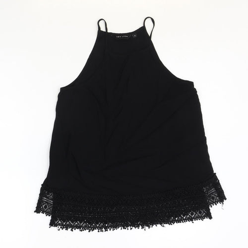 New Look Womens Black Viscose Basic Tank Size 8 Round Neck