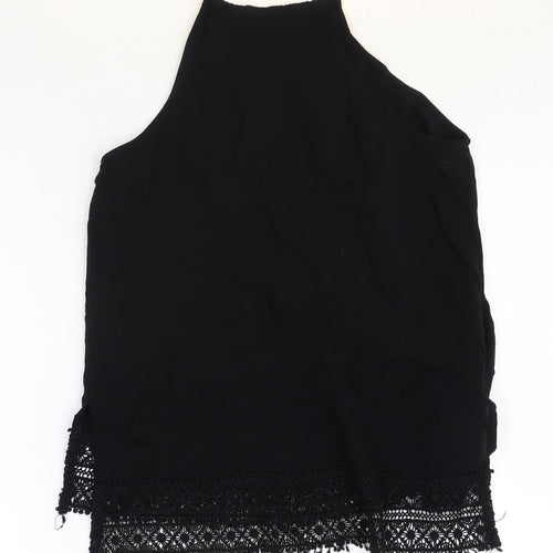 New Look Womens Black Viscose Basic Tank Size 8 Round Neck