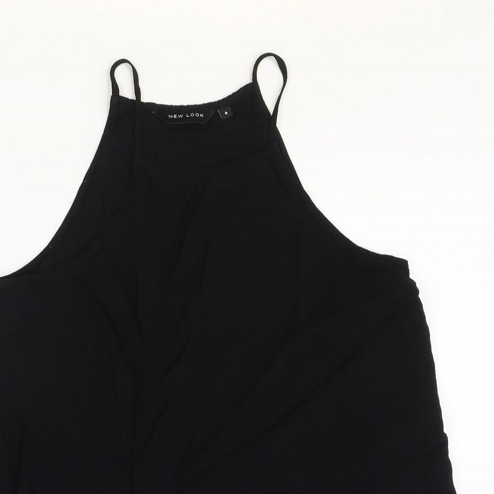 New Look Womens Black Viscose Basic Tank Size 8 Round Neck