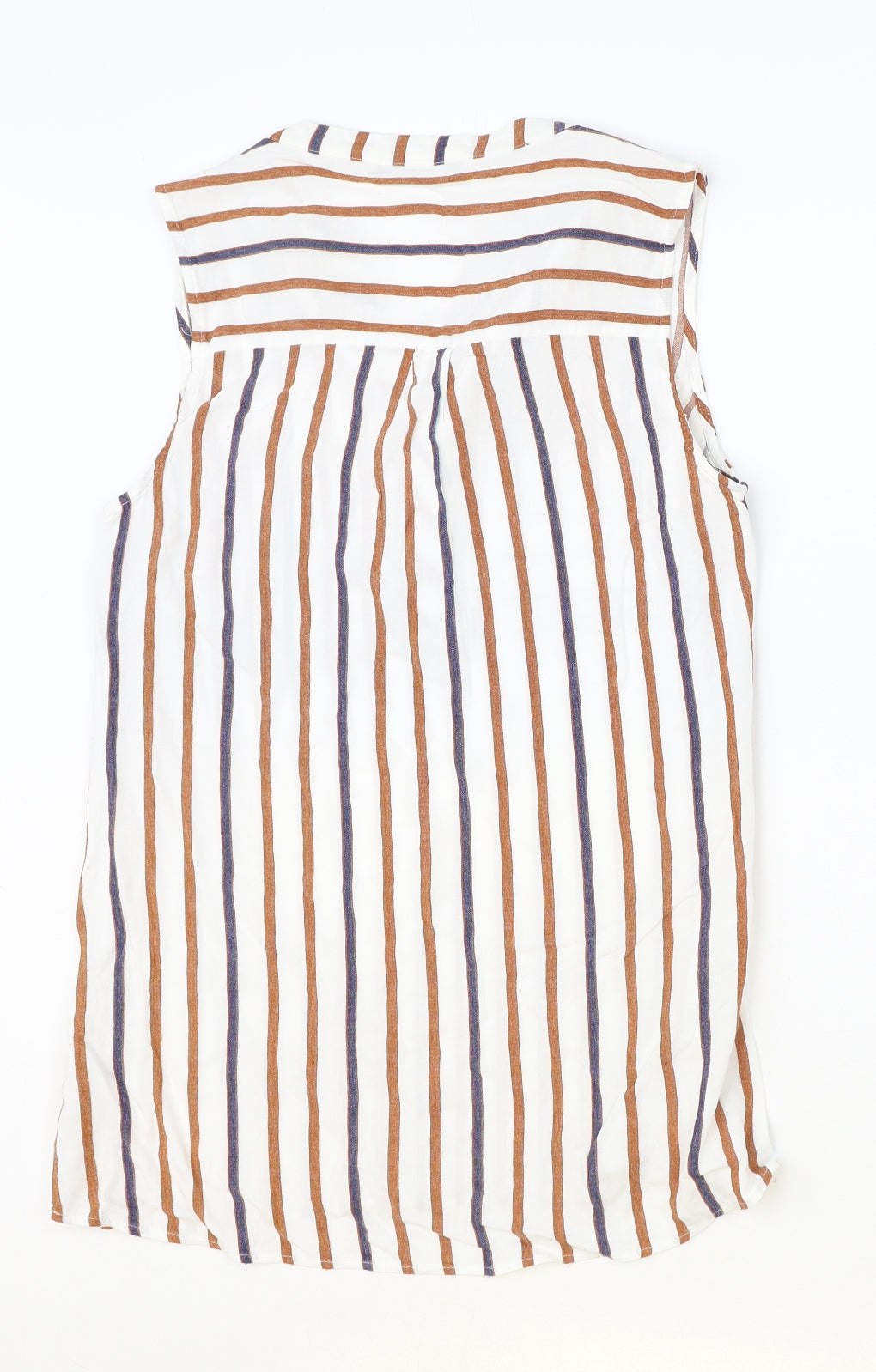 TU Womens Ivory Striped Viscose Basic Blouse Size 12 Collared