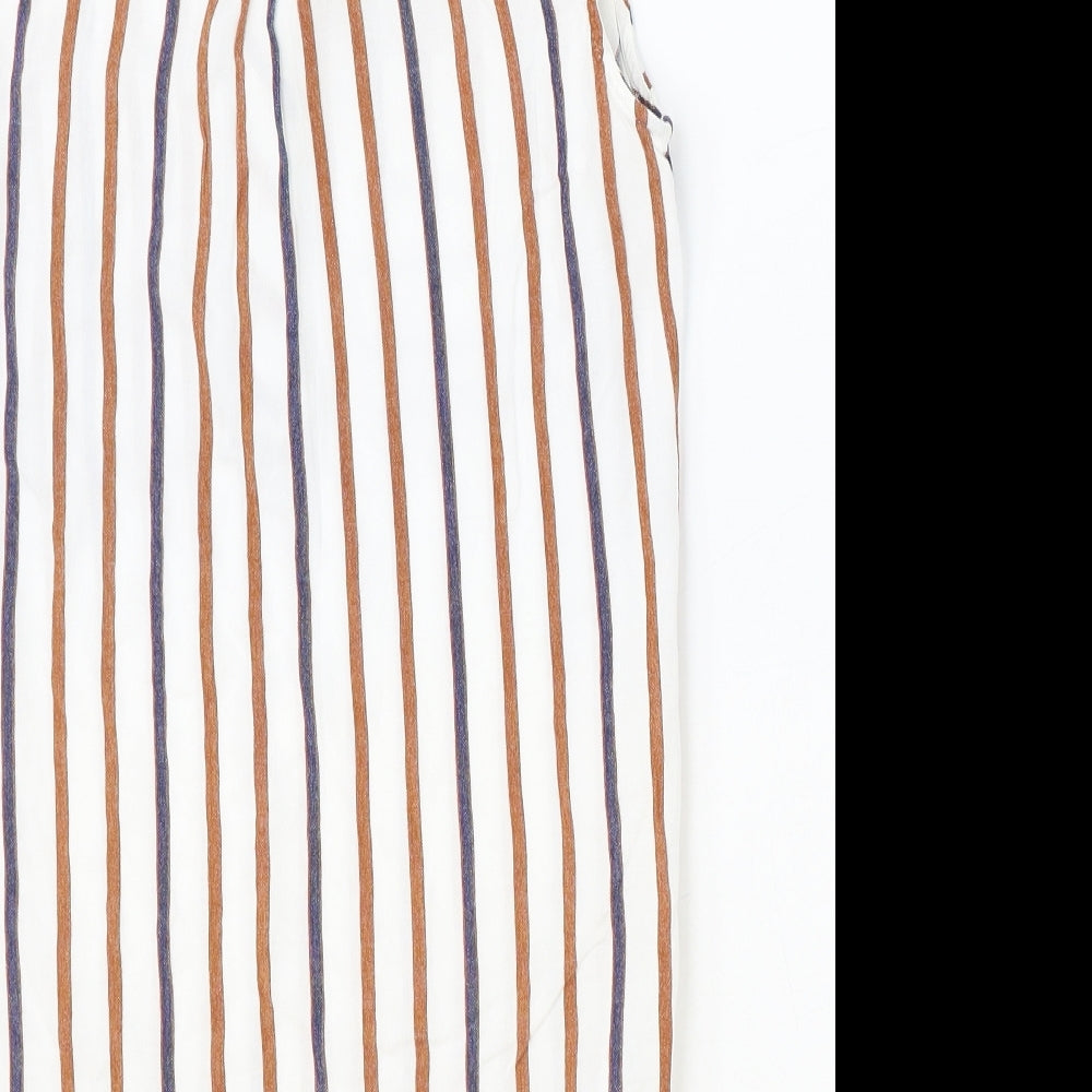 TU Womens Ivory Striped Viscose Basic Blouse Size 12 Collared