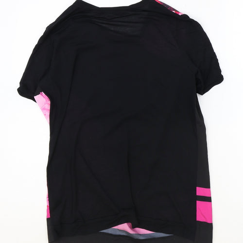 Preen Womens Black Floral Polyester Basic T-Shirt Size 10 Round Neck