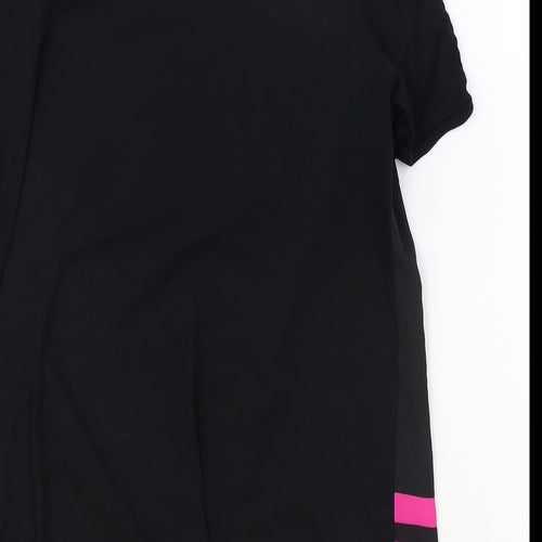 Preen Womens Black Floral Polyester Basic T-Shirt Size 10 Round Neck