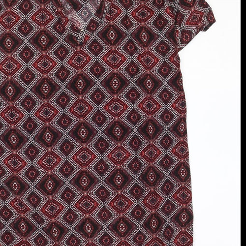 & Other Stories Womens Red Geometric Viscose Shift Size XS V-Neck Pullover