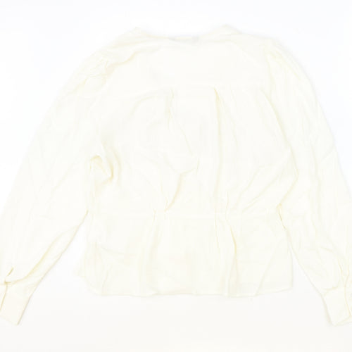 Marks and Spencer Womens Ivory Viscose Basic Blouse Size 12 V-Neck