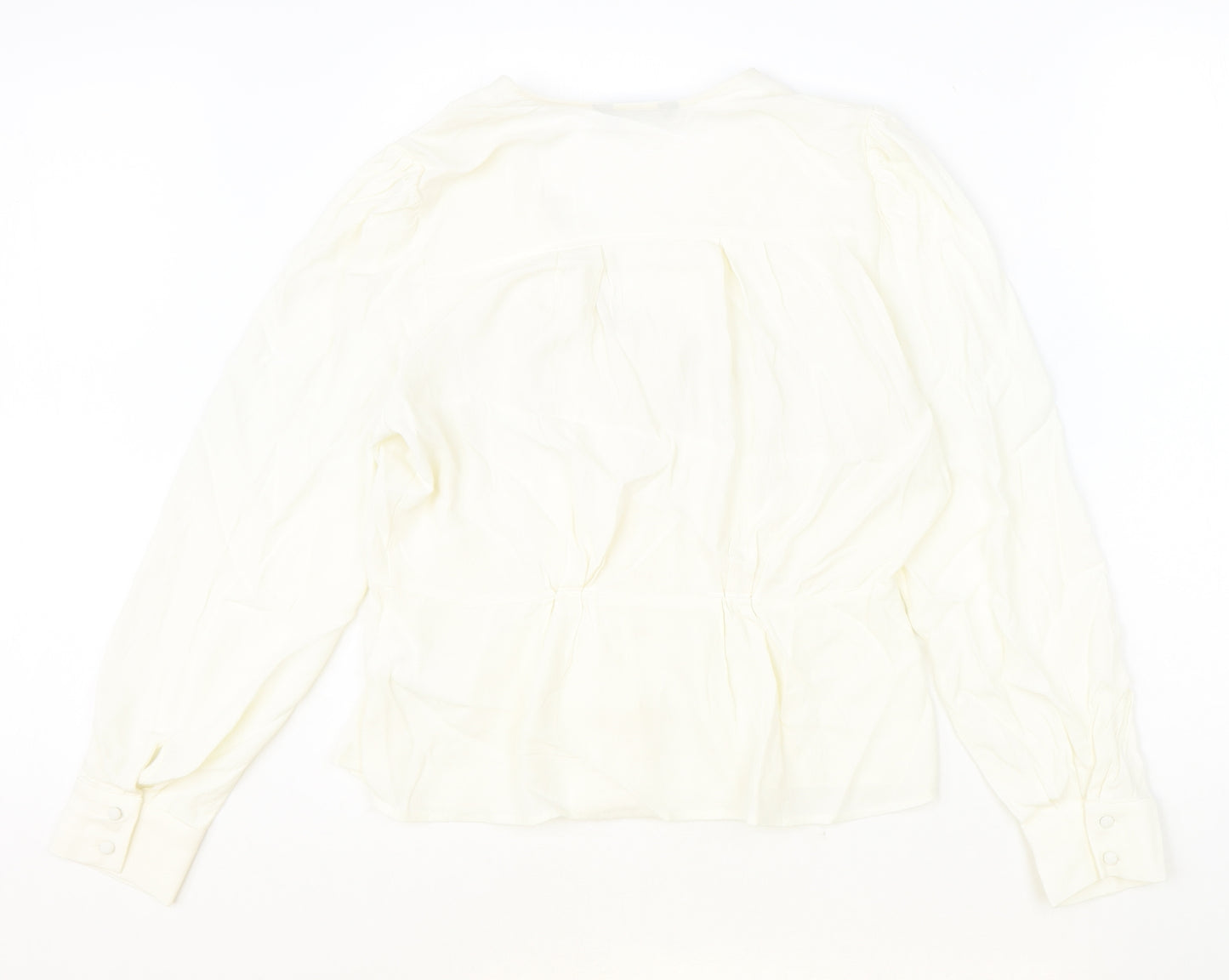 Marks and Spencer Womens Ivory Viscose Basic Blouse Size 12 V-Neck