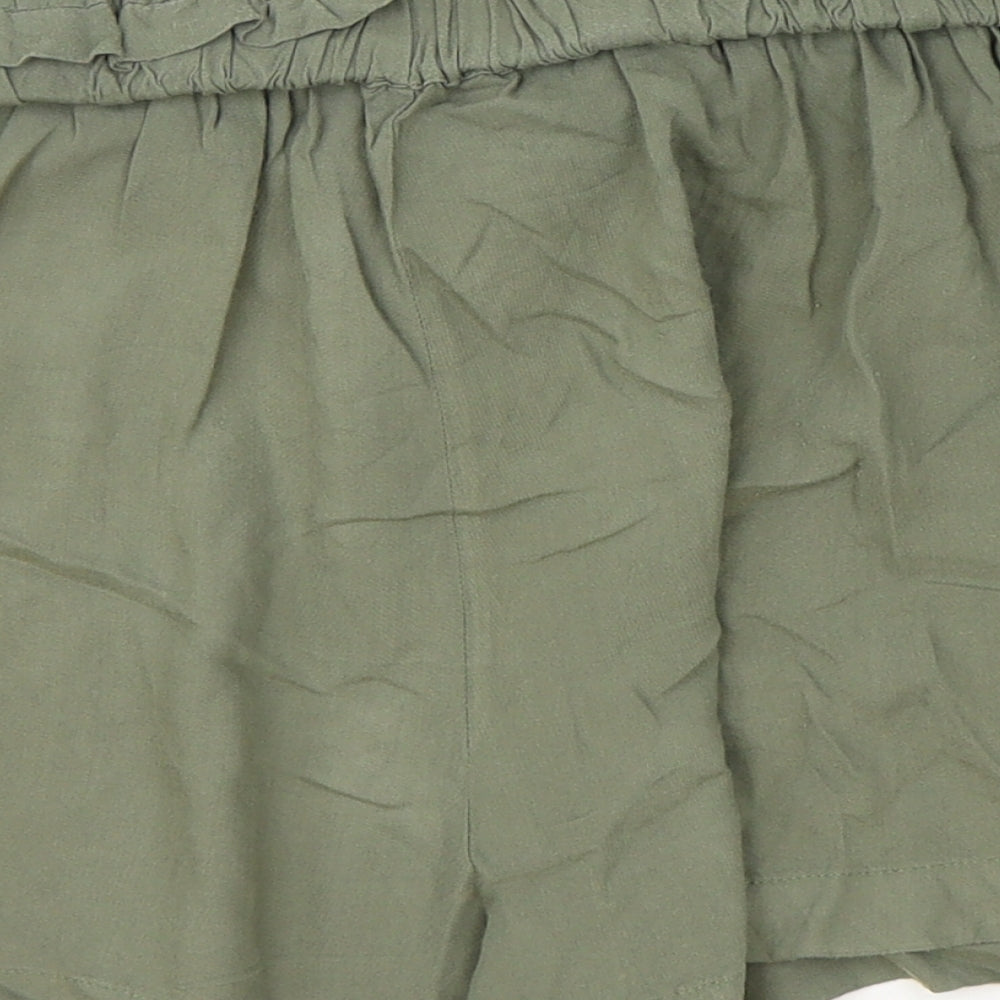 Primark Womens Green Viscose Paperbag Shorts Size 10 Regular Tie