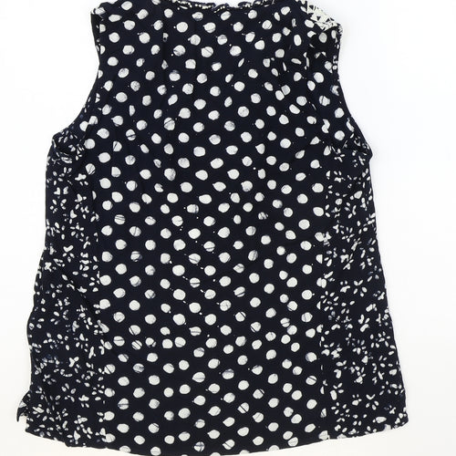 Monsoon Womens Black Polka Dot Viscose Basic Tank Size M V-Neck
