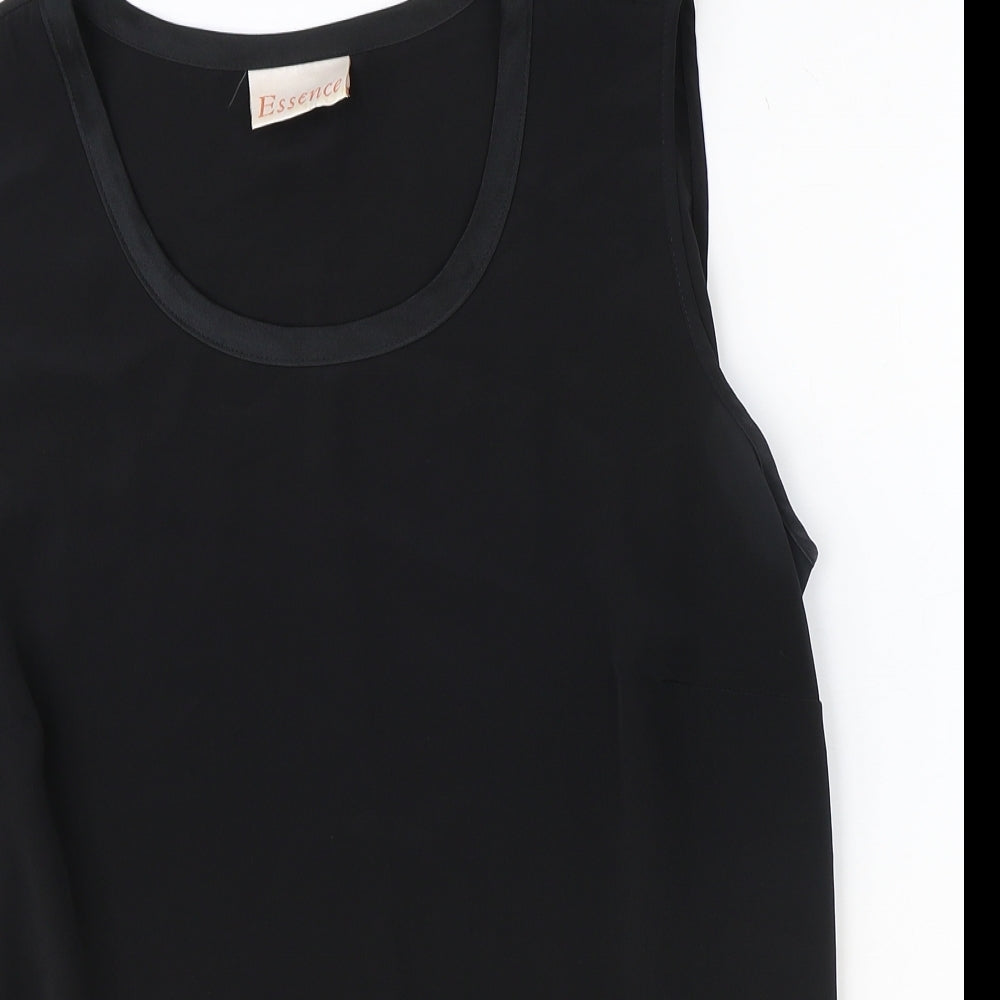 essence Womens Black Polyester Basic Tank Size 22 Round Neck