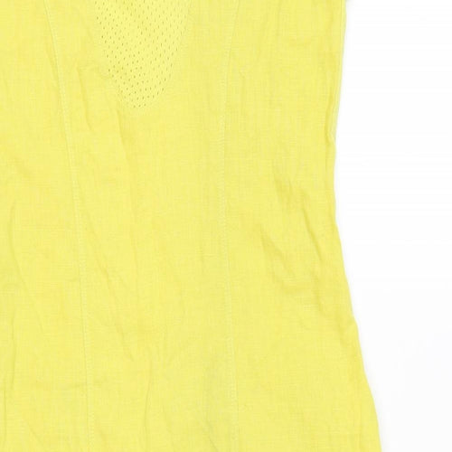 Maloka Womens Yellow Cotton Bodycon Size XS Scoop Neck Zip
