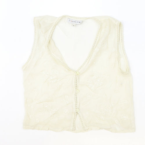 Equation Womens Beige Viscose Cropped Tank Size 12 V-Neck