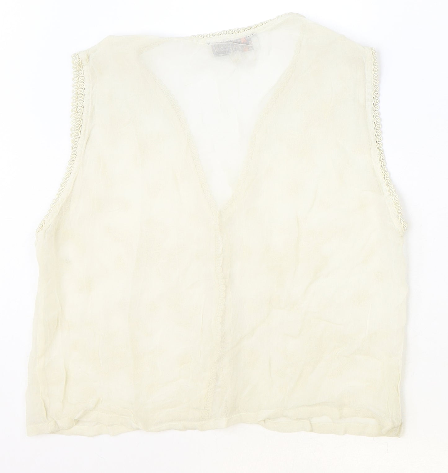 Equation Womens Beige Viscose Cropped Tank Size 12 V-Neck