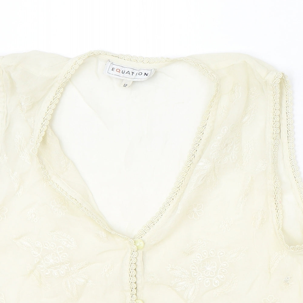 Equation Womens Beige Viscose Cropped Tank Size 12 V-Neck