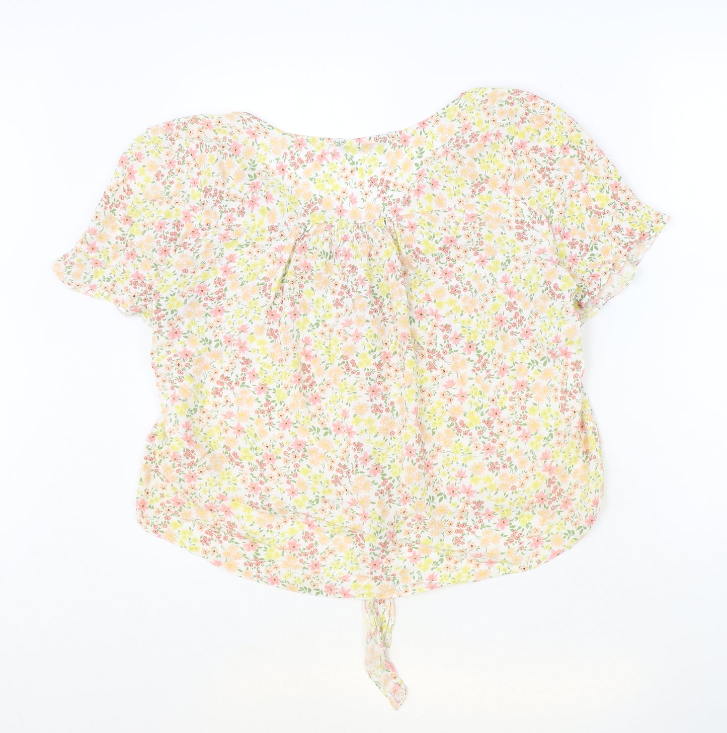 George Womens Multicoloured Viscose Basic Button-Up Size 12 V-Neck - Knot Front