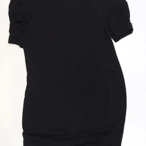 David Warren Womens Black Rayon Sheath Size 10 Round Neck Zip