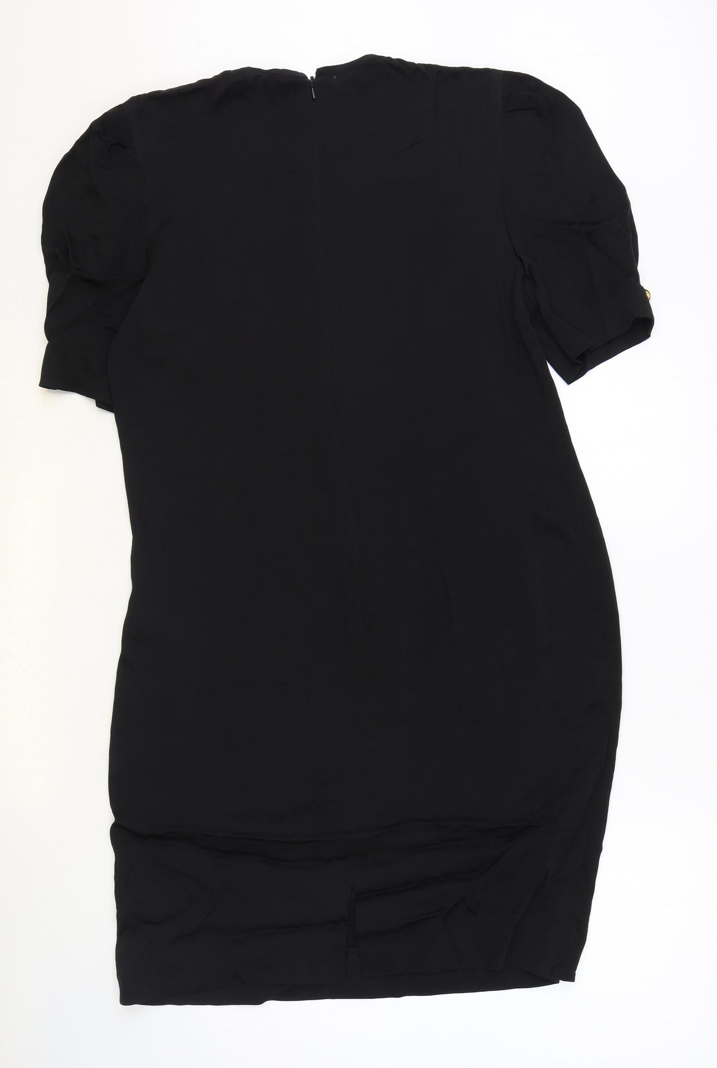 David Warren Womens Black Rayon Sheath Size 10 Round Neck Zip