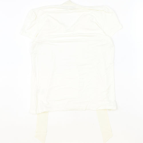 Hallhuber Womens Ivory Viscose Basic Blouse Size M V-Neck