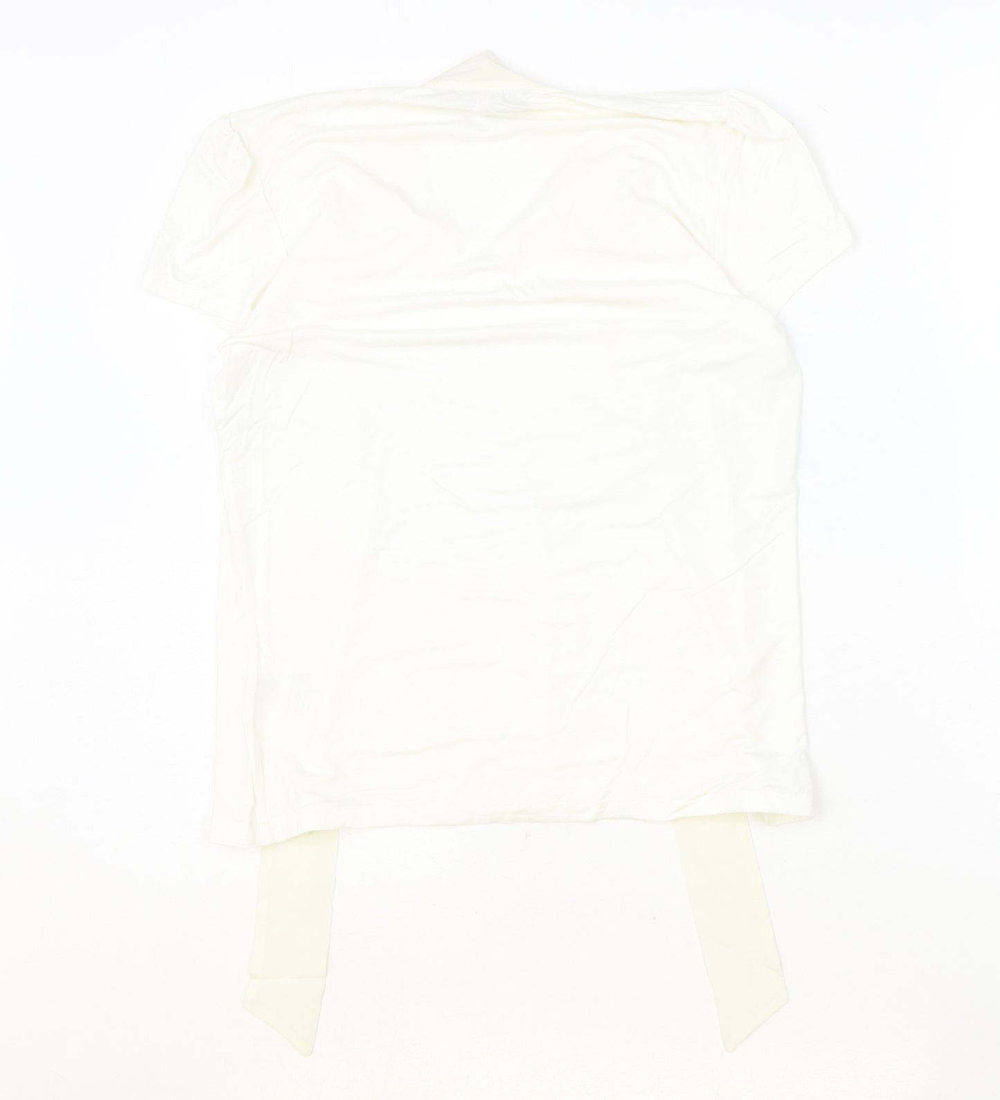 Hallhuber Womens Ivory Viscose Basic Blouse Size M V-Neck