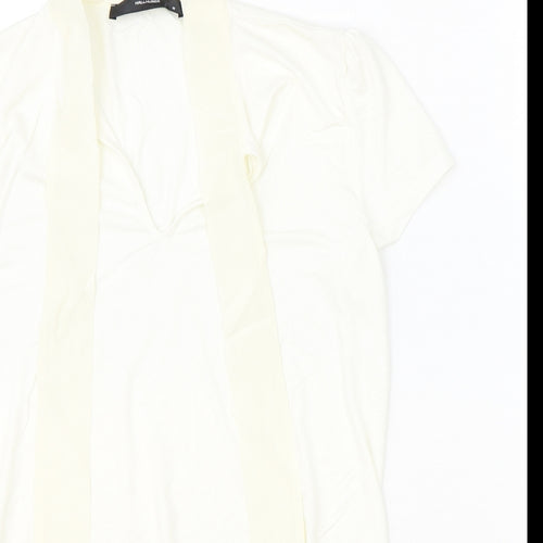 Hallhuber Womens Ivory Viscose Basic Blouse Size M V-Neck