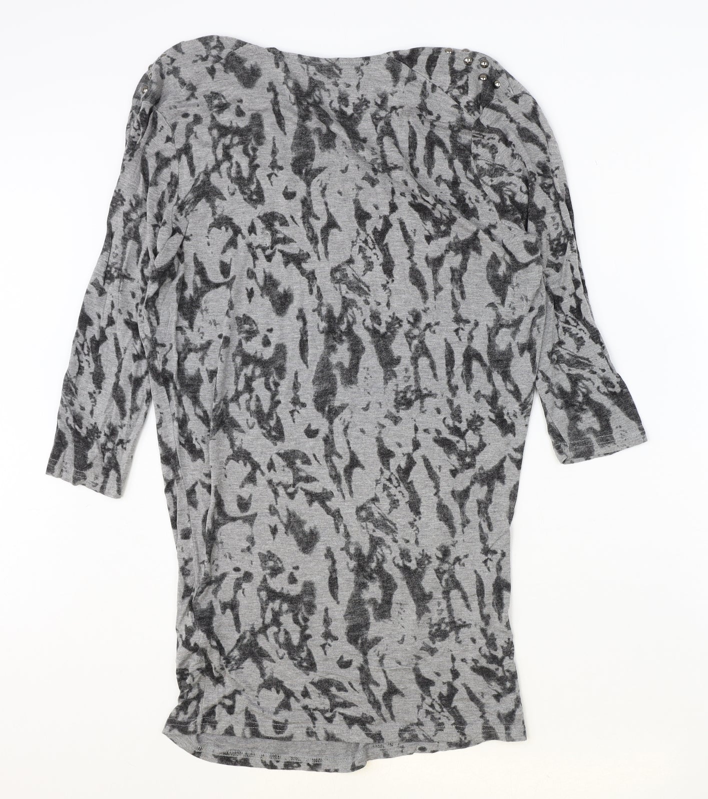 Fransa Womens Grey Geometric Viscose Jumper Dress Size S Cowl Neck Pullover