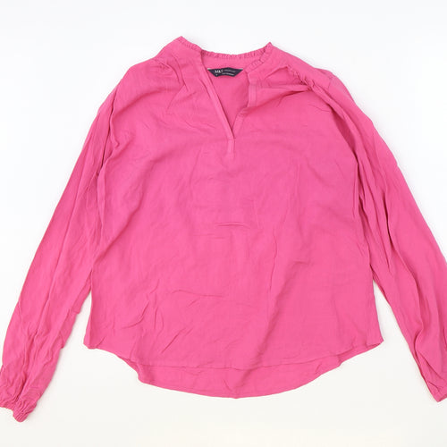 Marks and Spencer Womens Pink Viscose Basic Blouse Size 6 V-Neck