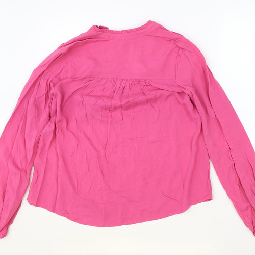 Marks and Spencer Womens Pink Viscose Basic Blouse Size 6 V-Neck