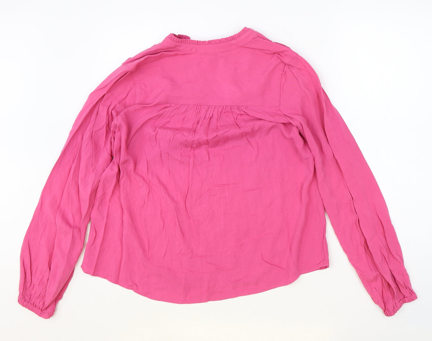 Marks and Spencer Womens Pink Viscose Basic Blouse Size 6 V-Neck