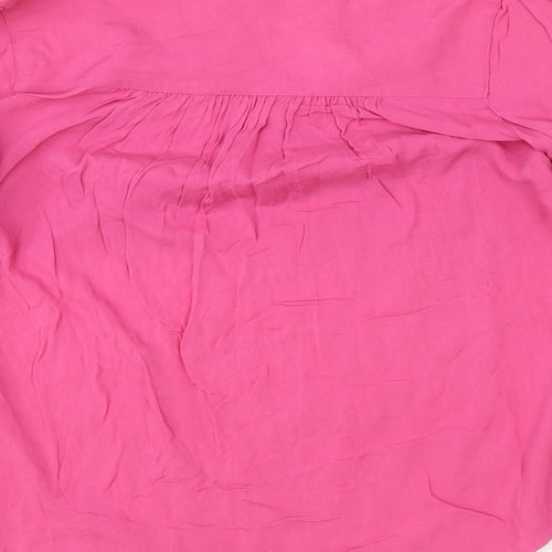 Marks and Spencer Womens Pink Viscose Basic Blouse Size 6 V-Neck