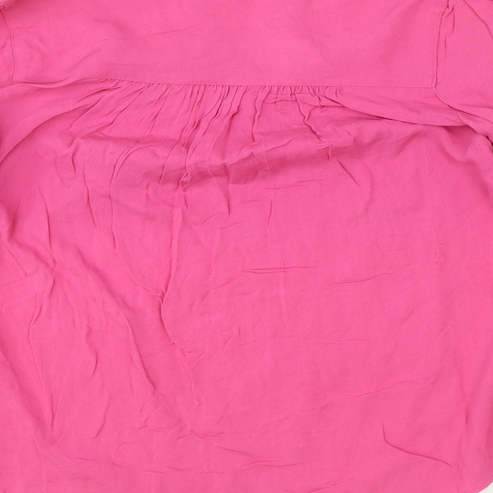 Marks and Spencer Womens Pink Viscose Basic Blouse Size 6 V-Neck