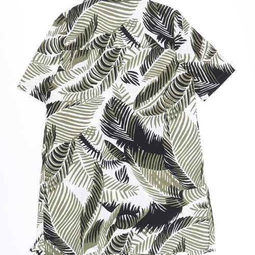 Topshop Womens Multicoloured Geometric Polyester Shirt Dress Size 8 Collared Button - Leaf Print